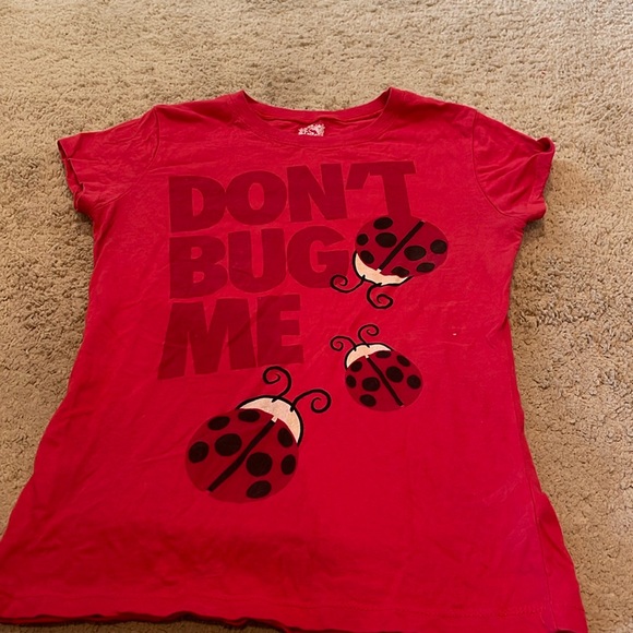 Shirt sleeve red cotton t shirt with lady bugs - Picture 1 of 1